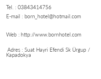 Born Hotel iletiim bilgileri